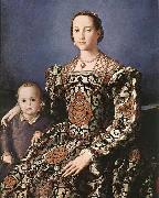 BRONZINO, Agnolo Eleonora of Toledo with her son Giovanni de- Medici oil painting reproduction